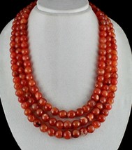 Red Natural Carnelian Beads Round 3 Line 1569 Carats Gemstone Important Necklace - £216.38 GBP