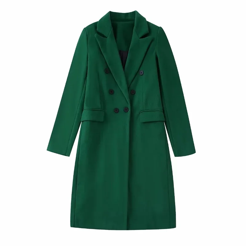 Solid Notched Woman Long Overcoat Double Breasted Loose Winter Women en Coats Ja - £237.98 GBP