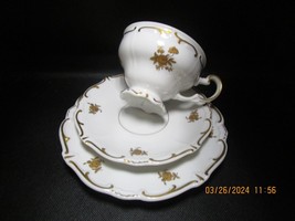 Weimar Germany fine bone china Katarina pattern TRIO CUPS SAUCER PLAT E  c1940s - £47.48 GBP