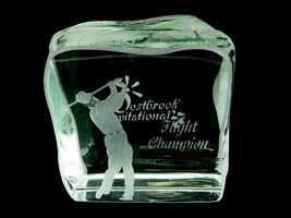 Glass Block Etched Glass Art, Golf Award Flight Champion, Westbrook Coun... - $19.55