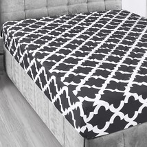 Utopia Bedding Quilted Fitted Mattress Pad (Queen, Quatrefoil Grey) - Elastic - £78.62 GBP