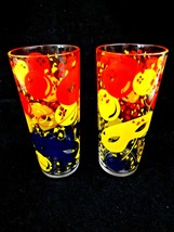 Vintage Multi Color Glass 11 oz Party Tumblers Set of 2 - $19.80