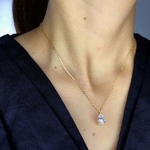 18K Gold Pear Water Drop Necklace - £350.54 GBP+