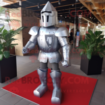 Silver Medieval Knight mascot costume character dressed with a T-Shirt and Ties - £1,016.55 GBP