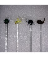 Lot Of 4 Handblown Glass Tropical Fish Turtle Whale Colorful Swizzle Sti... - €16,29 EUR