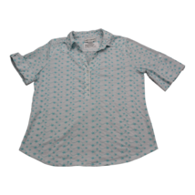 Cathy Daniels Shirt Womens L White Roll Tab Sleeve Button Collar Stretch Blouse - £18.18 GBP