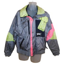 SERAC Helicopter Ski Wear Hooded Jacket 90&#39;s Colorblock Ski Bum sz 40 M - $49.46