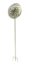 Antique Gold Finish Metal Art Dual Flower Wind Spinner Garden Stake - £71.21 GBP