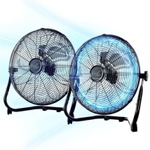 Vie Air 14 Inch Twin Pack Industrial High Velocity Heavy Duty Metal Floor Fan wi - £84.36 GBP