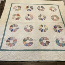 VTG Feedsack Dresden Plate Cutter Quilt Square Pinwheel Double 84X84 - £213.65 GBP