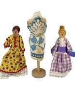 Vintage Handmade Clothespin Dolls Wood Dress Form Dollhouse Lot of 3 Min... - $18.89 CAD