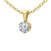 1.00CT Round Real Moissanite Solitaire Pendant 18&quot; Chain 14K Yellow Gold Plated - £71.94 GBP