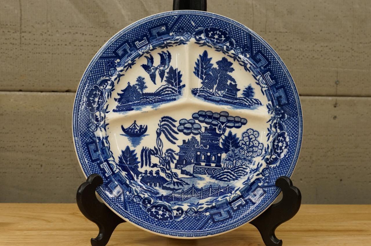 Primary image for Vintage Blue Willow Pattern Transferware Ironstone Grill Plate Moriyama Japan