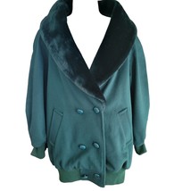 Vintage Women&#39;s Emerald Green Plush Collar Coat Size 4 - £66.52 GBP