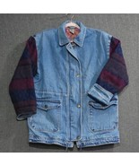 VTG Bristol Blues Denim Jean Jacket Womens MED Full Zip Shoulder Pads Co... - $30.78