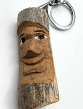 Hand Carved Wooden Funny Face Keychain Wood Key Ring Key Chain Handmade ... - $166.94 MXN