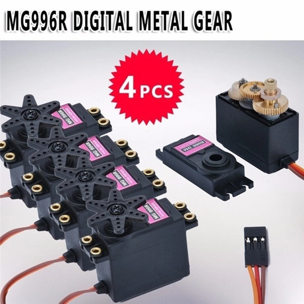 Play 4pcs MG996R Metal Gear MG995 Digital Servo Drive Motor for Car RC Helicopte - £22.98 GBP