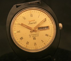 Serviced 1970&#39;s men&#39;s HMT Sourab gold dial 21J automatic calendar wristwatch - £66.21 GBP