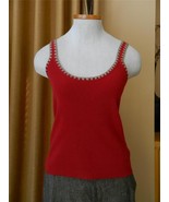 Michael Kors Collection Tank Top Ribbed Embroidery Zig Zag Trim M - $65.32 CAD