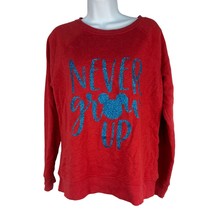 Time And Tru Disney Inspired Red Sweatshirt With Never Grow Up &amp; silhoue... - $18.50