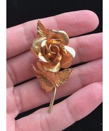 ROSE FLOWER Vintage BROOCH Pin 12K G.F. signed DANECRAFT - 2 1/4 inches - $30.00