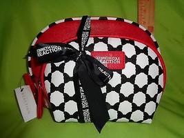 Kenneth Cole RED WHITE BLACK OVAL 2 PC REACTION NEW Travel HANDBAG Makeu... - $378.20 MXN