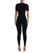 Naked Wardrobe Sweet T Funnel Neck Jumpsuit Sz L Black - $1,124.70 MXN
