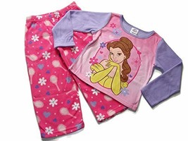 Disney Princess Girl&#39;s Belle Floral Hearts Fleece Pajama Set, Size 4 - $14.84
