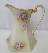 Antique Limoges Pitcher  Pink Gold Floral Rose Hand Painted Signed Lane 1915 - £79.75 GBP