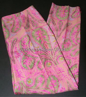 Primary image for NWT RALPH LAUREN Black Label 8 silk paisley pants slacks crop capris $758 pink