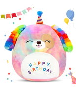 12&#39;&#39; Original Rainbow Birthday Dog Plush Pillow Soft Puppy Plush Toy Cut... - $20.06