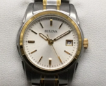 Bulova Watch Women 23mm Gold Silver Tone 2016 Date 98M105 New Battery 5.75&quot; - £39.24 GBP