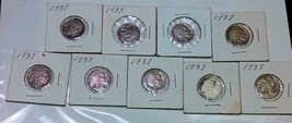 Lot Of 9-1937 Buffalo Nickels - £23.59 GBP