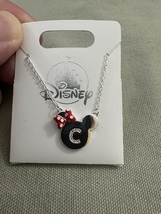 Disney Parks Minnie Mouse Icon Initial Letter C Silver Color Necklace Child Size