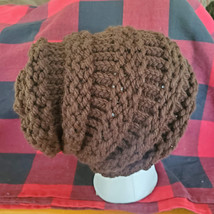 Handmade Brown Celtic Knot slouch beanie - £9.59 GBP