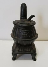 Vintage 5&quot; Cast Iron Pot Belly Stove w/ Lid Salesmen Sample Home Decor Doll  - £33.09 GBP
