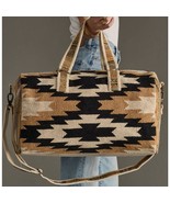 Western Aztec Cotton Duffel Travel Bag Cream Black Tan - $1,622.68 MXN