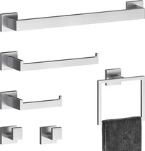 6 Piece Brushed Nickel Bathroom Accessory Set Heavy Duty Bath Towel Bar Set Incl - £69.50 GBP