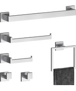 6 Piece Brushed Nickel Bathroom Accessory Set Heavy Duty Bath Towel Bar ... - £69.84 GBP