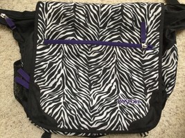 Jansport  Zebra Print Laptop Messenger Tote Bag cross body Black And White - $22.75