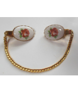 Vintage Porcelain Painted Rose Flower Sweater/Dress Guard/Clip W/Patent ... - $30.91 CAD
