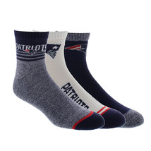 New England Patriots Socks 3 Pack Quarter Length NFL Football Men Shoe S... - £23.42 GBP