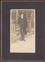 Beautiful Young Girl in Fashionable Victorian-Era Hat &amp; Fur Coat Cabinet Photo - £13.77 GBP