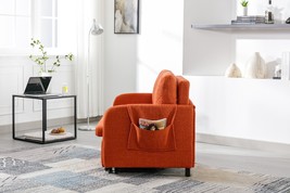 Modern Velvet Loveseat Couch With Pull Out Bed - Orange - £341.16 GBP