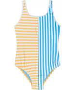 Speedo Girls&#39; Stripe Blocked One Piece Swimsuit Mandarin Peel Scoop Neck... - $23.36