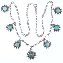 c1940&#39;s Vintage Native American sterling and turquoise charm necklace - £356.04 GBP
