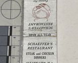 Front Strike Matchbook Cover Schaeffer’s Restaurant  Clearwater, FL gmg ... - £9.84 GBP