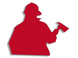 4&quot; red fire fighter with axe emergency rescue sticker bumper sticker decal - £11.80 GBP