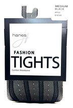 Hanes Ribbed Dot Sheer Mesh Womens Black Fashion Tights, Size Medium - (HFT043) - £5.38 GBP