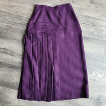 Genny Womens Purple Plaid Print Pleated Pencil Skirt Laine Wool Size 6 W... - $24.74